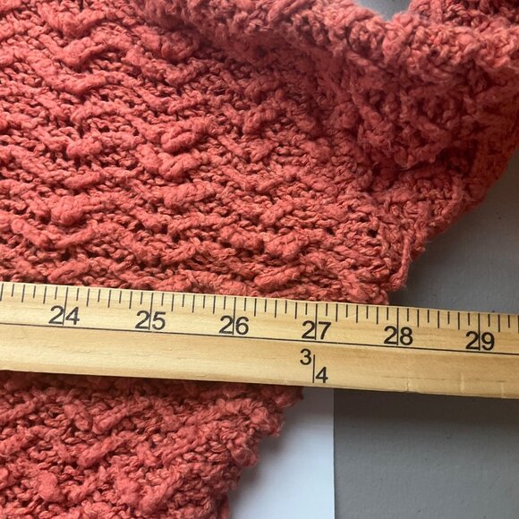 Free People Small Orange Textured Knit Pullover Sweater Chunky Open Knit - Picture 4 of 9